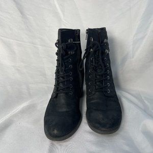 White Mountain Women’s Dorian Black Lace Up Combat Boots Size US 9M